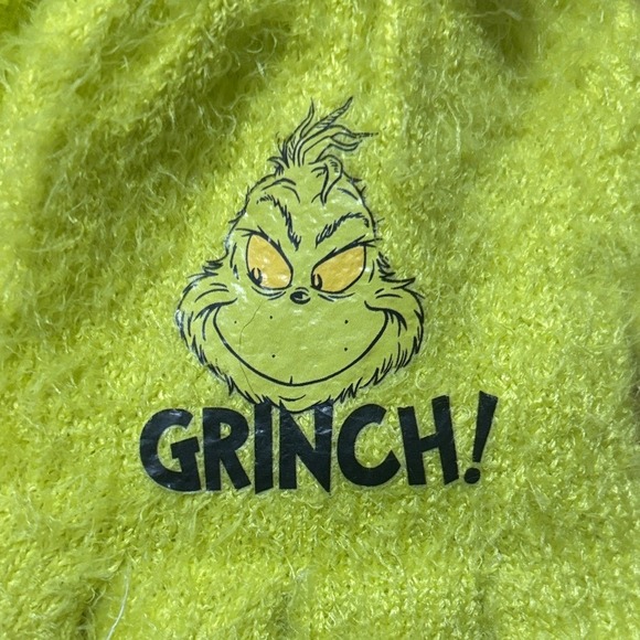 Dr. Seuss Grinch Youth Big Kid FUZZY Beanie Winter Hat & Gloves Set OS Green NEW - Picture 9 of 9